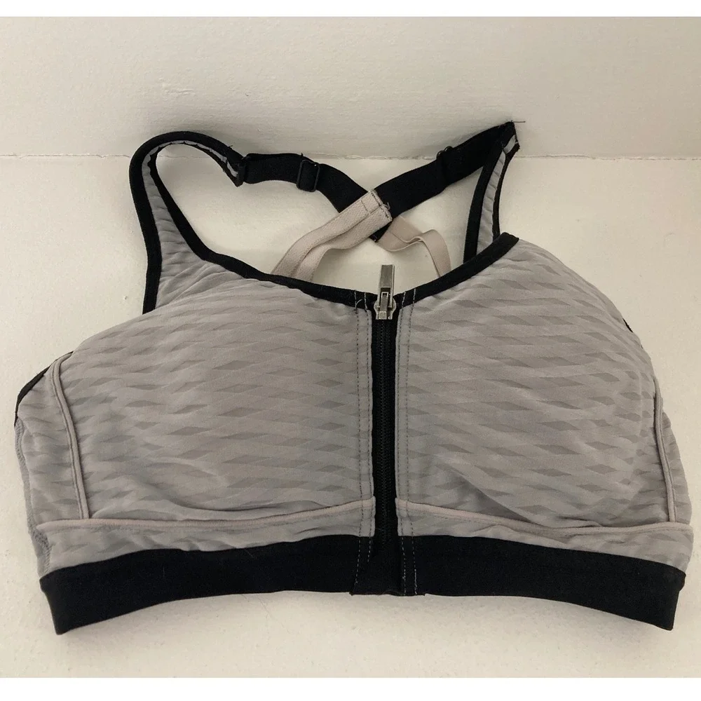 Victoria's Secret 34C Knockout Sports Bra Gray Black Sporty Athletic Workout Gym